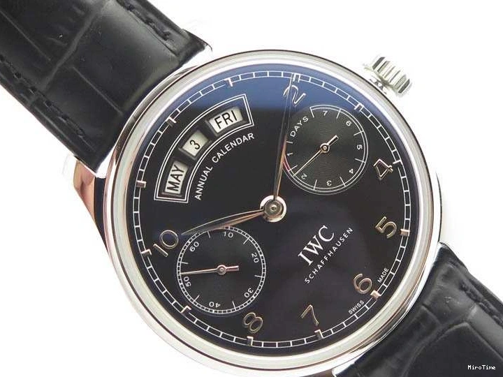 MIROTIME 0408 Portuguese Real PR Real Annual Calendar IW5035 YLF 1:1 Best Edition Black Dial On Leather Strap A Soft 7240